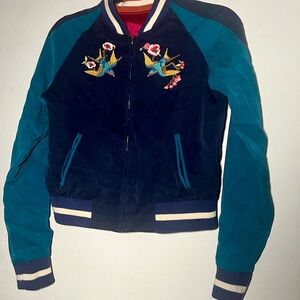 Elizabeth and James Blue and Teal Bomber reversible Jacket S